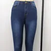 Dames broek vrouwen jeans denim broek hoge taille gewassen gebleekt knoppen rits rechte kleine voeten tiered zak ademend sexy stretch skinny leggings wmd