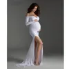 Casual Dresses Maternity Clothes Maxi Gown Pregnancy Dress Pography Props Pregnant Women Long Sleeve Off Shoulder