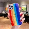 Rainbow Akwarela Gradient Glitter Phone Case dla iPhone 13 Pro Max 12 11 XR 8 Plus IMD TPU PC