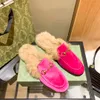 donna uomo Mocassini in vera pelle pantofola Fur Muller pantofole con fibbia Moda donna uomo Princetown dress Ladies Casual Fur Mules Flats New 35-46