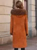 Kvinnors Fur Faux Ayunsue Luxury Double Faced Coat 2021 Vinter Kvinnor Naturlig ulljacka Mink Äkta Sheepskin My4568