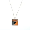 Pendant Necklaces Abstract Art Geometric Block Colored Natural Wooden Necklace For Women 2021 Fashion Long Chain Wood Designer Jewelry Whole