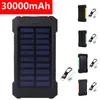 30000mAh Solar Power Bank Storkapacitet Bärbar Mobiltelefon Laddare LED Utomhus Travel PowerBank för Xiaomi Samsung