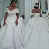 Tamanho africano mais vestidos de casamento vestido de noiva frisado cristais fora do ombro em camadas saia capela trem feito sob encomenda vestidos de novia