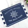 Chic Nautical Anchor Boat Navy Blue Stripes Personalised Doormat Modern Custom Your Boat Name Rubber Door Mat Rug Carpet Decor 211109