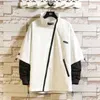 Stile giapponese Pullover Bianco Nero Primavera Autunno Giacca da uomo Streetwear Bomber Abbigliamento Falso in due pezzi OVERSize 5XL 6XL 7XL 211105