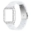 Diamond Case Resin Rem för Apple Watch Series 6 5 4 SE Band Luxury Armband Wristbands Iwatch 44mm 42mm 40mm 38mm Watchband Smart Tillbehör