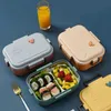 Stainless Steel LunchBox Bento Box For Kids Office Worker 2 Compartments Microwae Heating Lunch Container Food Storage Box 210925