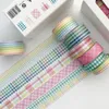 6 Pcs/Set 5m Vintage Black Washi Tape Grid Stripe Masking Tape Decorative Adhesive Tape Sticker Scrapbooking Diary Stationery 2016 JKXB2103