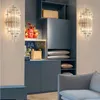 Lampy ścienne LED Postmodern Iron Crystal Golden Clear Lamp Light Light Sconce do korytarza sypialni