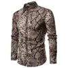 Men's Casual Snakeskin Print Shirt Large Sizes Long Sleeves Buttons Slim Shirts Male Summer Fashionable Tops Wear New Sal2869