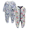 Nouveau-né bébé vêtements bébés fille pyjama à pieds Roupa Bebe 2 Pack manches longues 3 6 9 12 mois bébé garçon combinaisons 210309