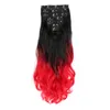 7 teile/satz 130G Synthetische Clips Haar Extensions Stücke Ombre Lockige Große Wellenförmige Hochtemperaturfaser Für Frauen