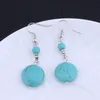 Perles rondes pour femmes tibétaines argent turquoise boucles d'oreilles breloques DYMTQE061 cadeau de mode style national femmes bricolage boucle d'oreille