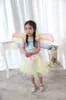 Cosplay Baby Girls Fairy Cosplay Dress with Wing Christmas Halloween Costume Summer Dresses Princess Stage Show för födelsedagsfest HC46