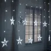 Luci della stringa della stella LED Ghirlanda di Natale Luce della tenda fata 2.5M Outdoor Indoor Per Camera da letto Casa Festa di nozze Ramadan Decor 211109