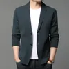 Suit Men Knitted Coat Casual Fashion Stripe Cardigan Jacket Korean Solid Blazer Outwear Male Clothing Casaco Masculino Style