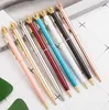 Creative Design 15 Color Crown Diamond Ballpoint Pen Metal Ring Roller Ball Pens School Office Supplies Business Student Gift SN2068