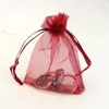 7x9cm 100pcs/Lot Deep Red Organza Jewelry Popular Gift Bag Cheap Pouches Packaging Custom Logo Printed Wholesale