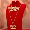 Örhängen halsband Dubai Gold Color Letter Pringces smyckesuppsättningar för kvinnor afrikanska bröllop hängande smycken set engagemang gåvor2545578