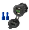 YC-A16 Vattentät bil Motorcykel Cigarettändare Dual USB-laddare 12V-24V LED Digital Voltmeter Socket Mount Laddare Strömadapter