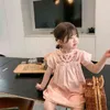 Été filles robe Style coréen poche broderie fleur élégante princesse bébé enfants vêtements vêtements pour enfants 210625