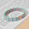 Bangles Fashion Cute Flowers Daisy Bracelets Colorful Beaded Wristlets Handmade Elastic Wristband for Women Jewelry