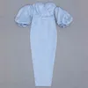 Women Sexy Satin Sky Blue Mid-calf Party Dress Elegant Long Evening Club Prom Celebrity Bodycon Vestido 210527