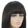 Malaysian Straight Bob Human Hair Wigs With Bang Natural Color 130% No Lace Machine Made Wig For Woman