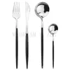 20 färger servister set rostfritt stål porslin set kniv gaffel kaffe sked bestick sätter västerländsk silverware kök bestick set