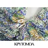 Kpytomoaの女性のシックなファッションフリルのプリーツプリントミニスカートビンテージハイウエストバックジッパーの女性Mujer 210629