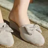 UTUNE Office Indoor Slippers For Women Wedge Heel Sexy Shoes Black/Grey Suede High Heels Slide's Home Slipper Mules 211229