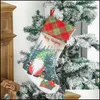 Décorations de Noël Fournitures de fête festives Bas de jardin Gnome Buffalo Plaid Enfants Cadeau Sacs de friandises Vacances Arbre de Noël Cheminée de Noël