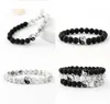 Feminino Strand Pulseira Clássico Pedra Natural Branco E Preto Yin Yang Braceletes Frisados ​​para Homens Mulheres Amigo