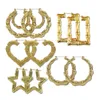 Bambus-Creolen, ethnischer Vintage-Stil, großer Kreis, rundes Herz, Stern-Ohrring für Damen, modisches Statement, goldene Punk-Charm-Ohrringe, Party-Schmuck