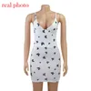 Cryptographic Butterfly Print Fashion Sexy V-Neck Backless Mini Dress Club Party Skinny Korta Klänningar Bodycon Damkläder Y0603