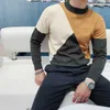 Yarım Balıkçı Yaka Kazak Erkekler Iş Rahat Örme Kazaklar Sonbahar Kış Rengi Eşleştirme Slim Fit Triko Erkek Giyim Tops 210527
