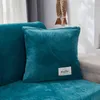 Blue Velvet Elastic Sofa Covers Sets for Living Room Plush Furniture Slipcovers Elasticated Couch Cushion Cover 2 and 3 Seater 211116