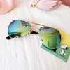 Klasyczne okulary przeciwsłoneczne dziewczyny kolorowe lustro Dzieci okulary metalowe rama dla dzieci podróże okulary sklepowe Uv400 7 kolorów
