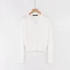 Women's Knits Women's & Tees Knit Cardigan Cute Crop Sweater Green 2022 Autumn Indie French Elegance Tight-fitting Thin Single-breasted