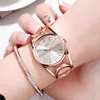 Bracelet en plaqué or de luxe Gedi Gedi Rose Montres Mesdames Cristal Elegant Robe Quartz Montre-Bracelet Relogio Feminino 210616