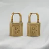 Stud Retro Letter B Lock Earrings, High-quality Brass Material To Create Personality Exaggerated High-end Metal