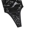 Kobiety WetLook Sexy Club Catsuit Swimsuit Patent Leather Halter Backless Leotard Body Dla Wieczornych Kostiumy Clubwear 210720