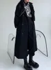 Kvinnors trenchrockar Black Coat Korean Fashion Autumn and Winter 2022 All-Match Casual Double Breasted Loose Long Sleeve Womens