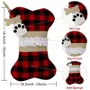 Santa Candy Sac cadeau Grand bas de Noël moelleux Pet Dog Plaid Paw SantaSocks Flocon de neige Motif d'arbre de Noël XmasDecoration WLL1019