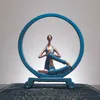 27.5 cm Reçine Nordic Modern Yoga Kız Heykeli Oturma Odası Porch Yaratıcı Rakamlar Ev Dekorasyon Sanat Heykel Süsler