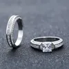 Anéis de casamento clássico grande zircão branco conjunto para mulheres noivado promessa amor anel de dedo de cristal dia dos namorados presente jóias2186246