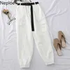 Neploe Harajuku Pants Streetwear Cargo Pant Casual Joggers Sweatpants High Waist Female Trousers Korean Pantalon Belt 210721