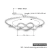 Женщины 925 Стерлингового Серебра Бесконечности Браслет Сердце с Кубическим Цирконием Вымощенные Кристалл Регулируемый Бесконечный Любовь Символ Часы Дружба Подарок на день рождения