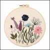 Konst, gåvor Hem Trädgård Övrig konst och hantverk Blomma Broderi Start DIY Kits med hoop för nybörjare Needlework Cross Stitch Set Handgjorda